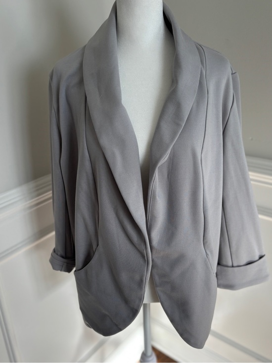 HALARA Jackets & Blazers - HALARA Gray Open-Front Draped stretchy knit Blazer / jacket / cardigan